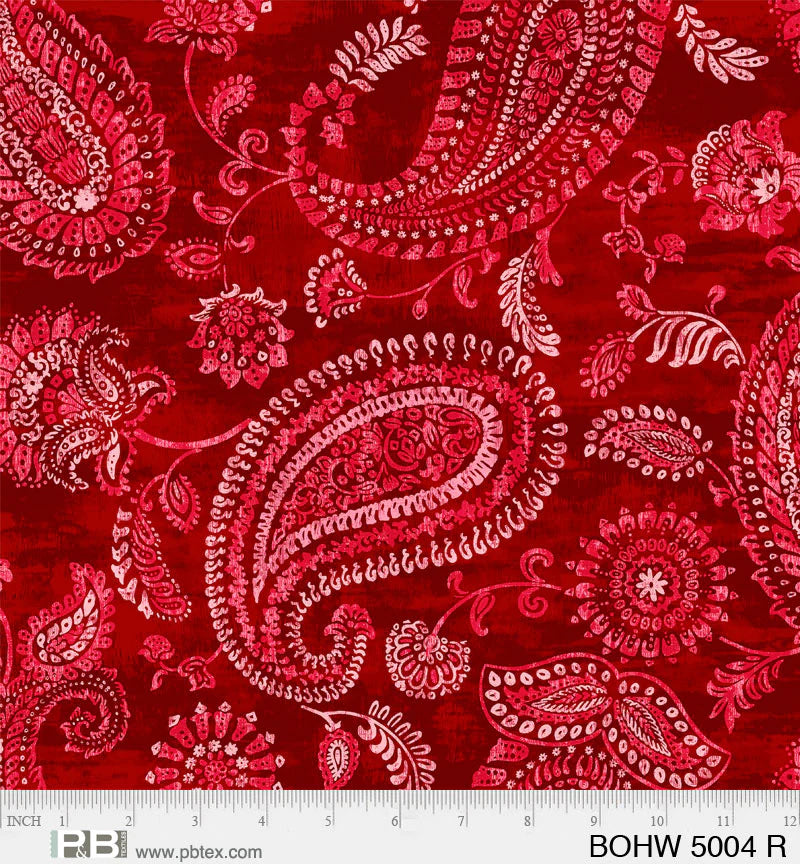 108" Bohemia Quilt Backing Fabric - Red - BOHW 5004 R