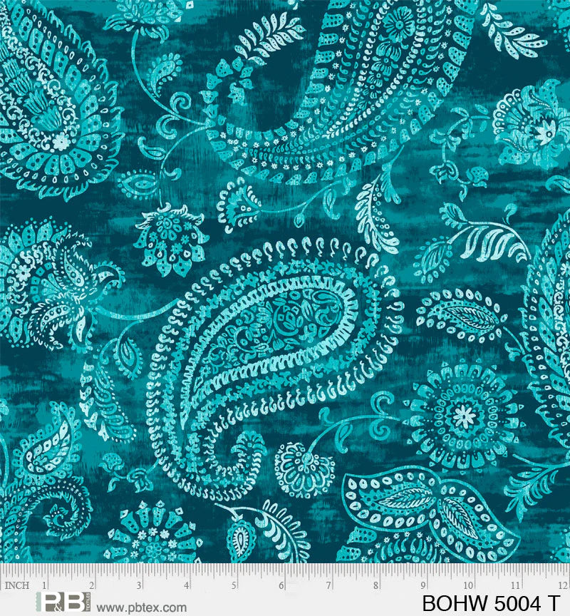 108" Bohemia Quilt Backing Fabric - Teal - BOHW 5004 T