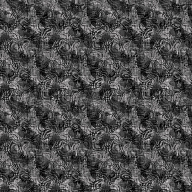 108" Crescent Quilt Backing Fabric - Textured Arcs in Charcoal Gray/Black - 2970-99