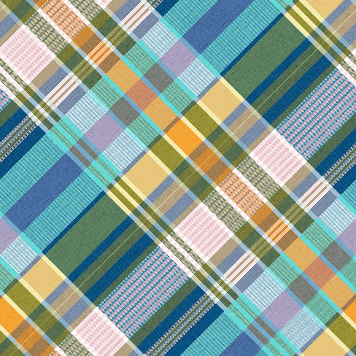 108" Diagonal Plaid Quilt Backing Fabric - Devon Light Sky/Multi - Y4968-97