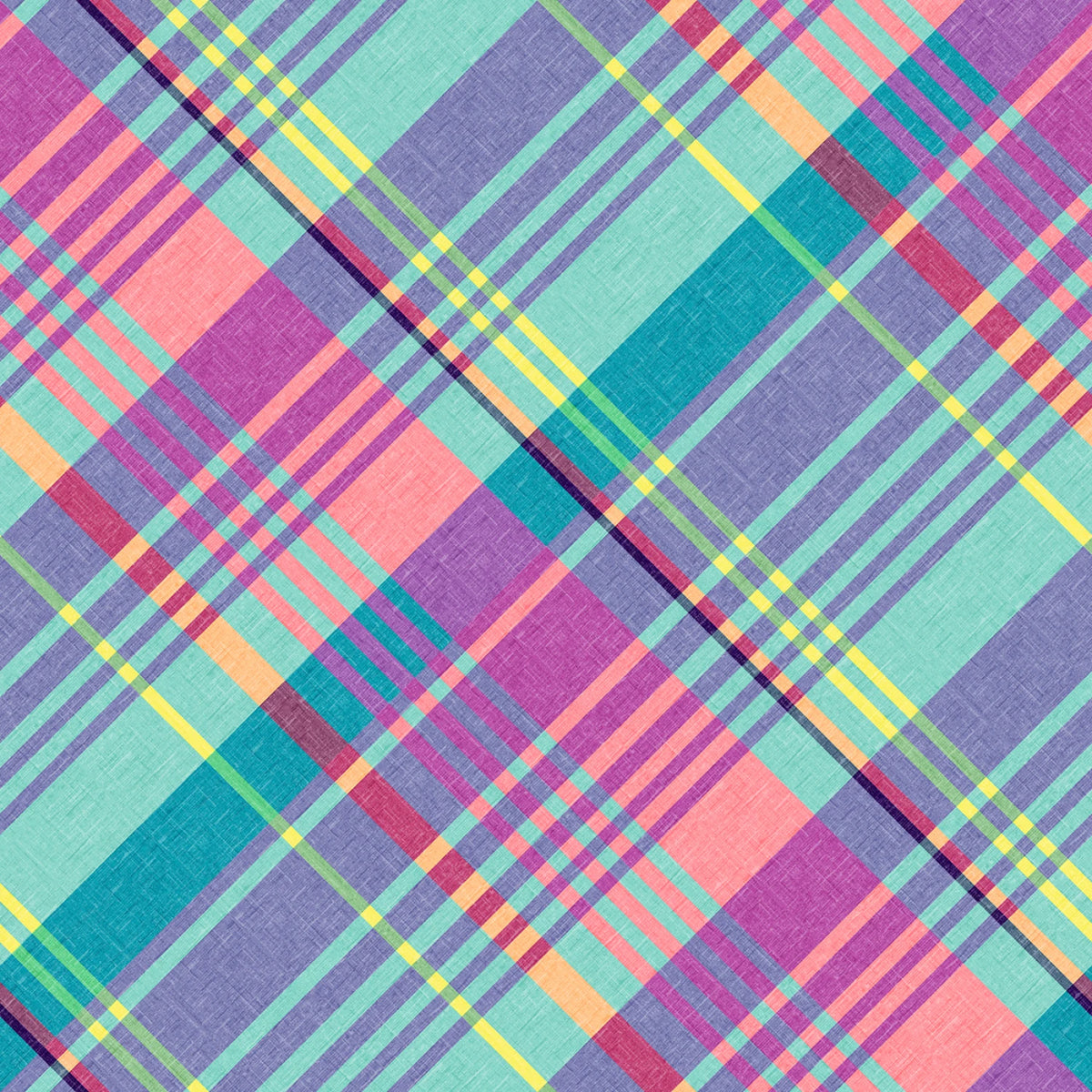 108" Diagonal Plaid Quilt Backing Fabric - Norwich Turquoise/Multi - Y4969-101
