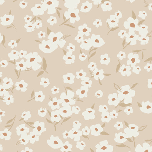 108" Edition Art Gallery Quilt Backing Fabric - Spring Daisies in Ecru - WIDE-10206
