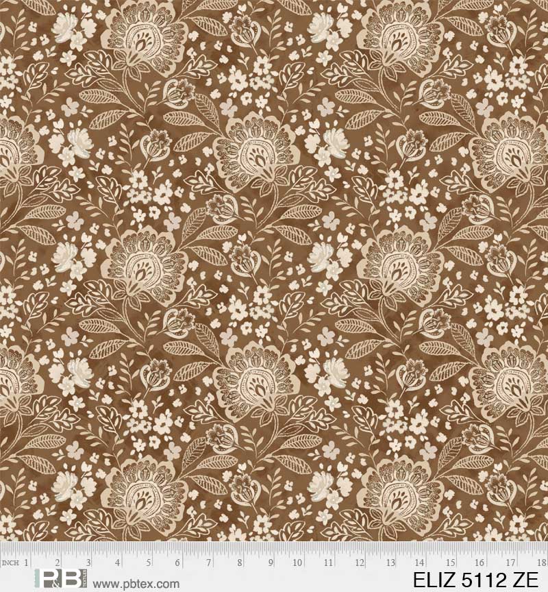 108" Elizabeth Quilt Backing Fabric - Brown - ELIZ 05112 ZE