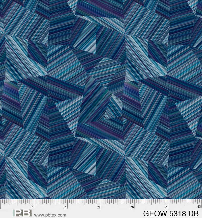 108" Geode Quilt Backing Fabric - Geode Geometric in Dark Blue - GEOW 05318 DB