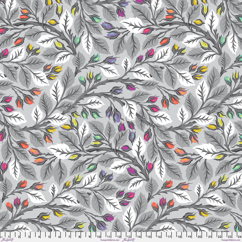 108" Graywork Quilt Backing Fabric by Tula Pink - Best Buds in Fog Gray - QBTP019.FOG