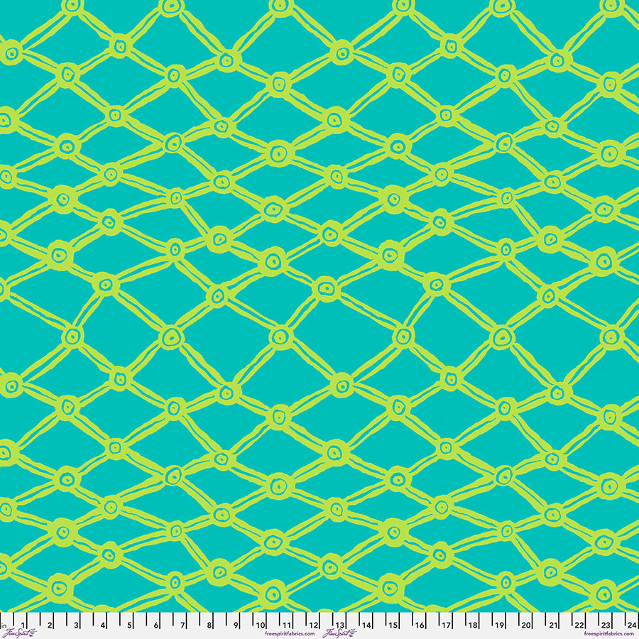 108" Kaffe Fassett Collective February 2026 Quilt Backing Fabric - Nets in Aqua - QBBM006.AQUA