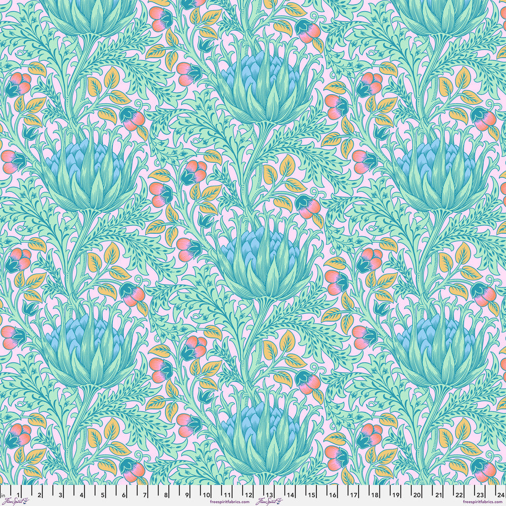 108" Kaffe x Morris & Co Quilt Backing Fabric - Artichoke in Lavender - QBKW001.LAVENDER