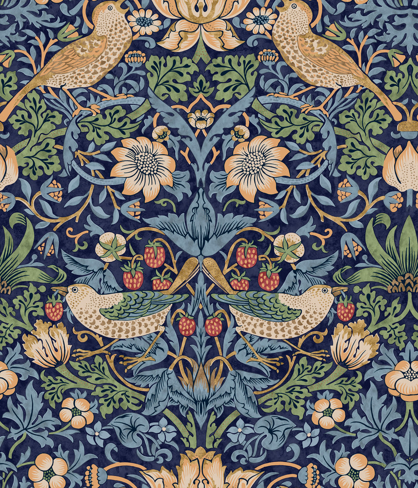 108" Morris & Co Quilt Backing Fabric - Strawberry Thief in Multi - QBWM009.MULTI