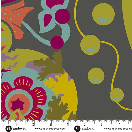 108" Redwood Widebacks Quilting Fabric by Alison Glass - Mural in Charcoal - AW-10466-C