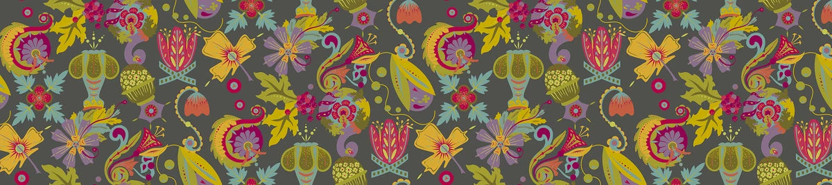 108" Redwood Widebacks Quilting Fabric by Alison Glass - Mural in Charcoal - AW-10466-C