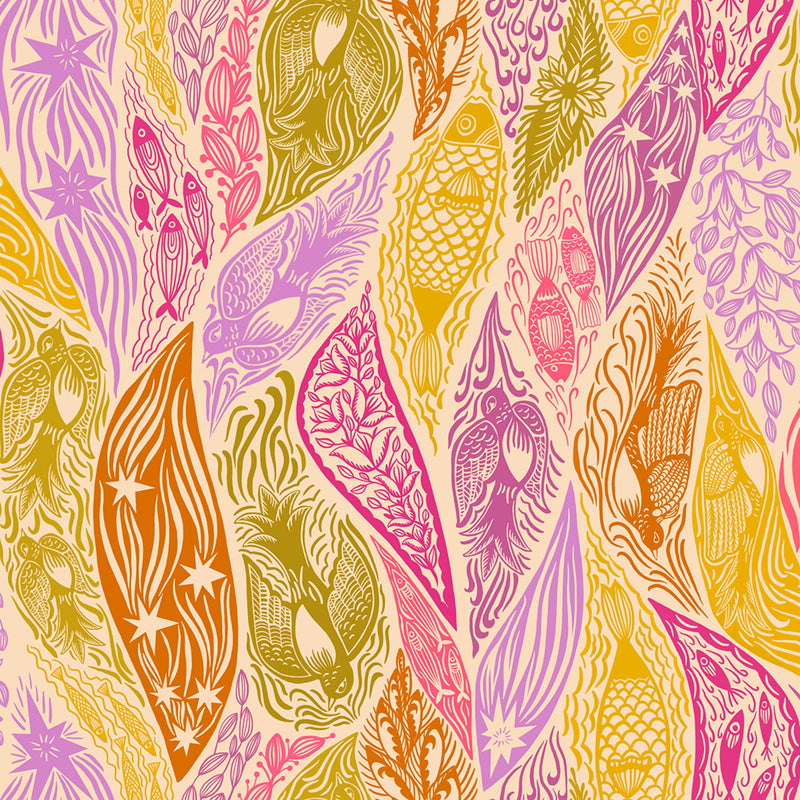 108" Shooting Star Quilt Backing Fabric by Anna Maria Parry - Current Backing in Mango Orange/Multi - BAMT118-58