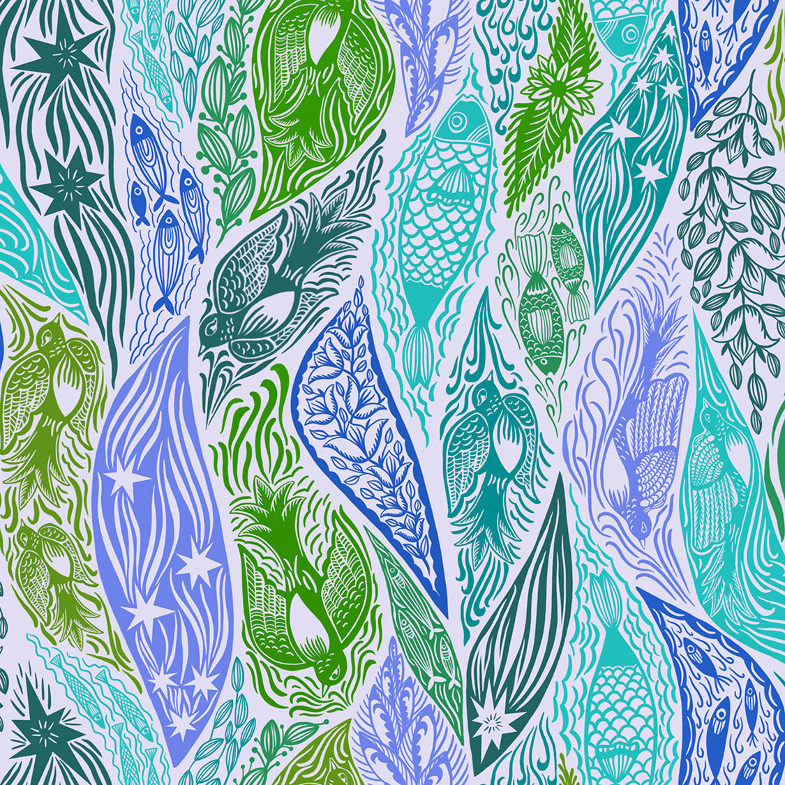 108" Shooting Star Quilt Backing Fabric by Anna Maria Parry - Current Backing in Water Blue/Multi - BAMT118-83