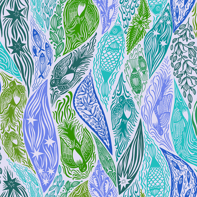 108" Shooting Star Quilt Backing Fabric by Anna Maria Parry - Current Backing in Water Blue/Multi - BAMT118-83