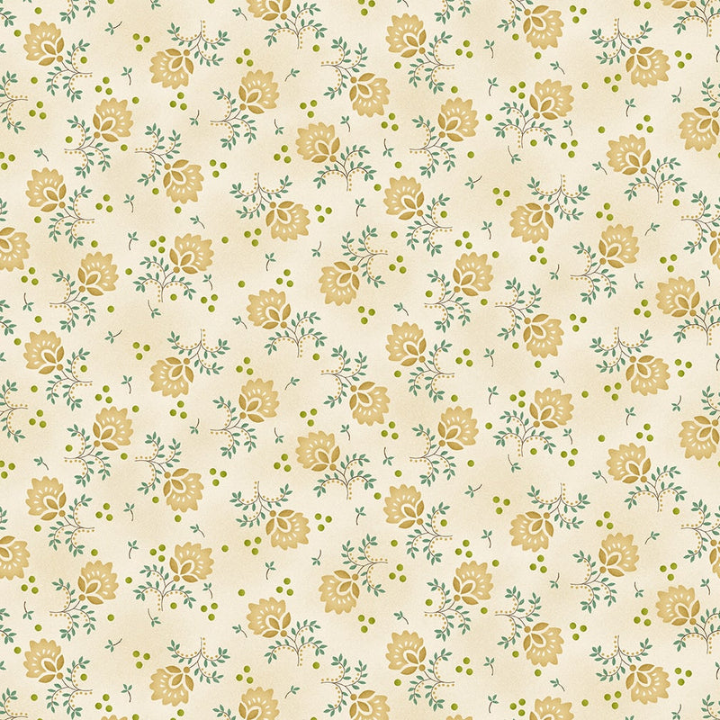 108" Spiced Favorites Quilt Backing Fabric by Kim Diehl - Delicate Floral in Wheat Cream - 1833-40