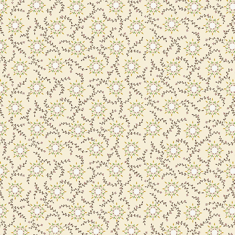 108" Spiced Favorites Quilt Backing Fabric by Kim Diehl - Starburst Vine in Wheat Cream - 1834-40