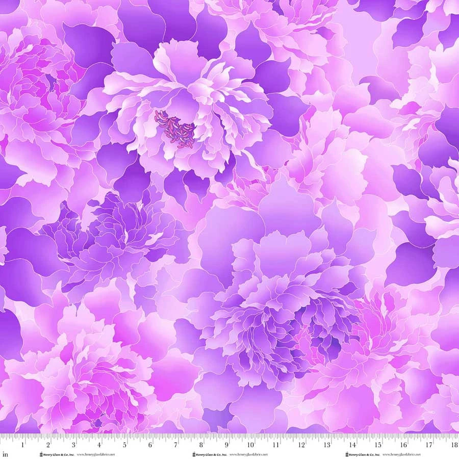 118" Peony Paradise Quilt Backing Fabric - Lilac Purple - 3603W-50 LILAC