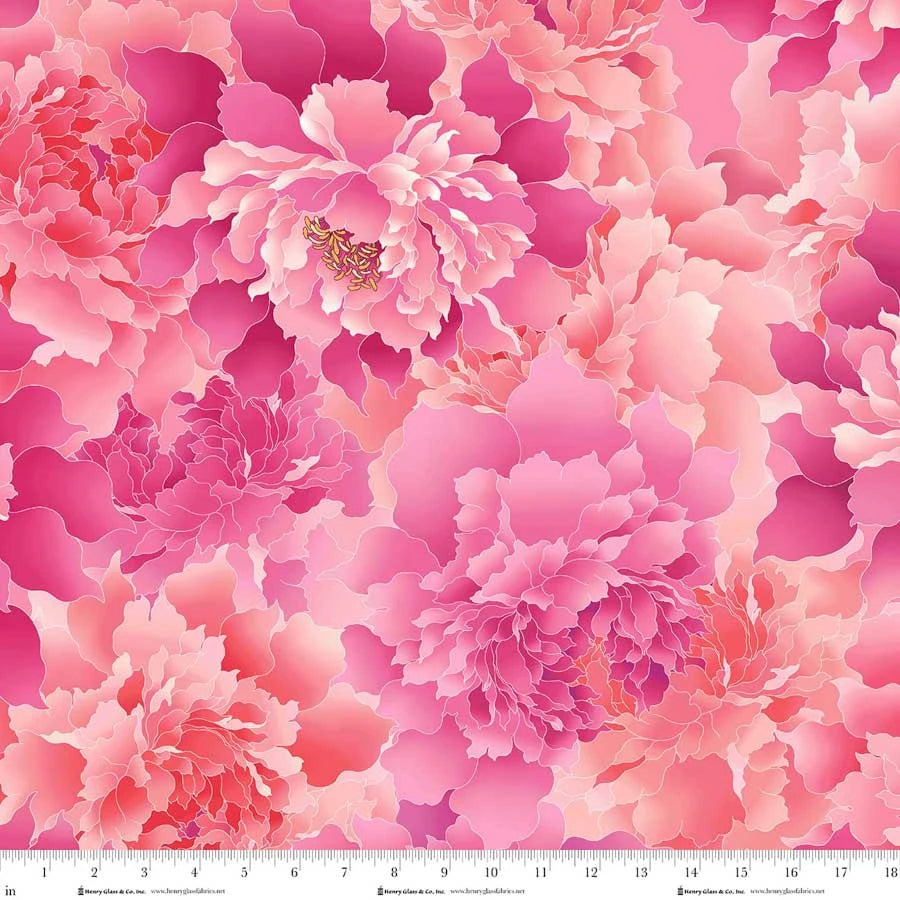 118" Peony Paradise Quilt Backing Fabric - Pink - 3603W-22 PINK
