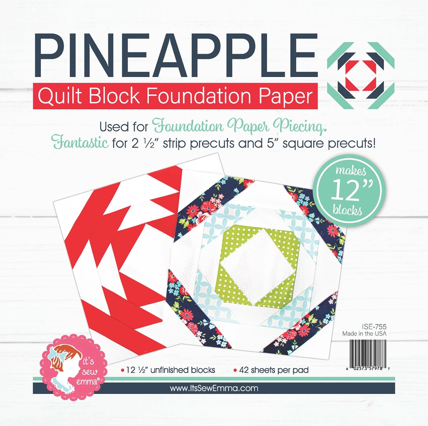 12" Pineapple Quilt Block Foundation Paper - ISE-755