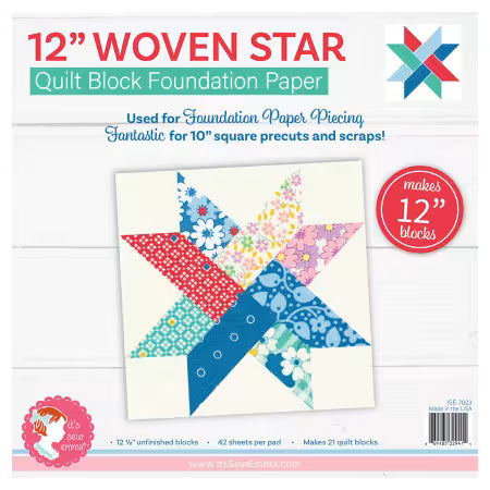 12" Woven Star Quilt Block Foundation Paper - ISE-7023