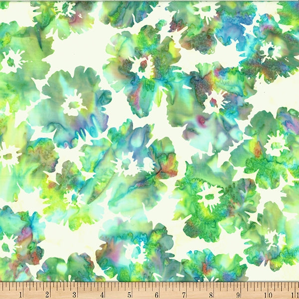 2024 Hoffman Challenge Fresh Meadow Batik Quilt Fabric - Big Floral in Tropical Cream/Multi - W2563-713-Tropical