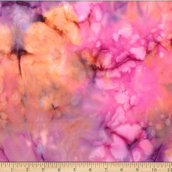 2025-2026 Hoffman Challenge Amethyst Batik Quilt Fabric - Bali Mottles in Sunset Pink/Orange/Purple - 839-151 SUNSET
