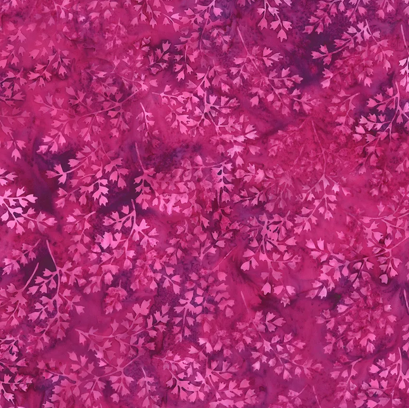 2025-2026 Hoffman Challenge Amethyst Batik Quilt Fabric - Leafy in Cabernet Pink/Purple - X2617-104 CABERNET