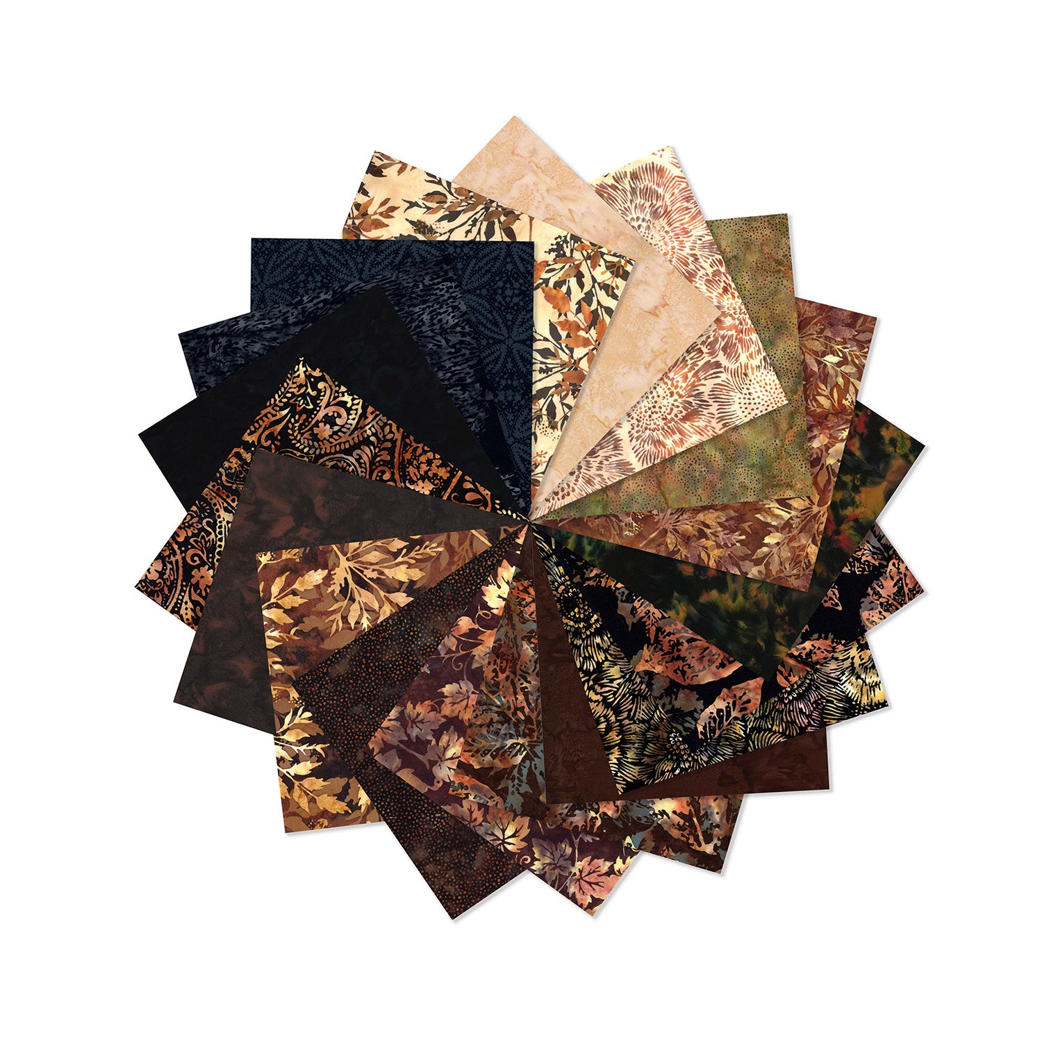 2026-2027 Hoffman Challenge Coffee Shoppe Batik Quilt Fabric - 18 Piece Fat Quarter Bundle - FA25BFQ-53 COFFEE
