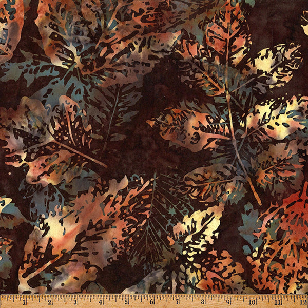 2026-2027 Hoffman Challenge Coffee Shoppe Batik Quilt Fabric - X Ray Leaves in Havana - X2650-253-Havana