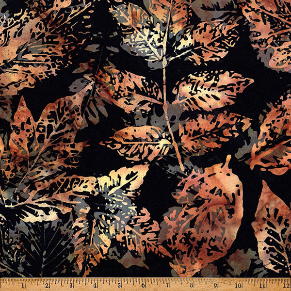 2026-2027 Hoffman Challenge Coffee Shoppe Batik Quilt Fabric - X Ray Leaves in Woody - X2650-342-Woody