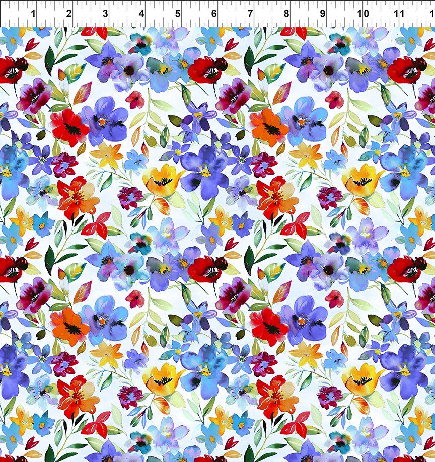 Blooming Day and Night Quilt Fabric - Garden in Blue - 2BDN 2