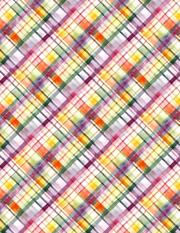 108" Dahlia Botanica Backing Fabric - Diagonal Plaid Multi - 3075-9422-157