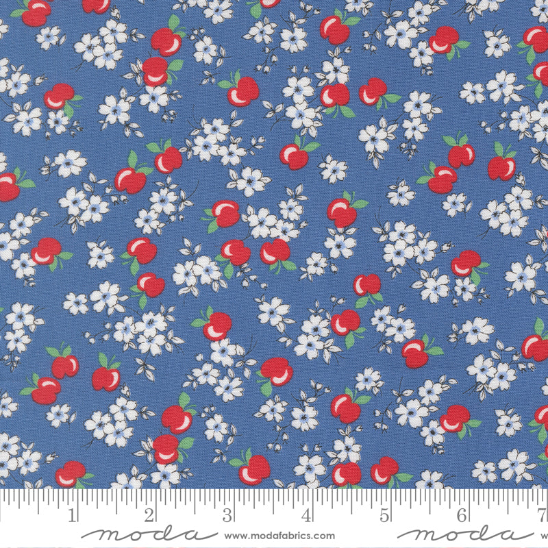30's Playtime 2025 Quilt Fabric - Apple Blossom in Bluebell Blue - 23371 18