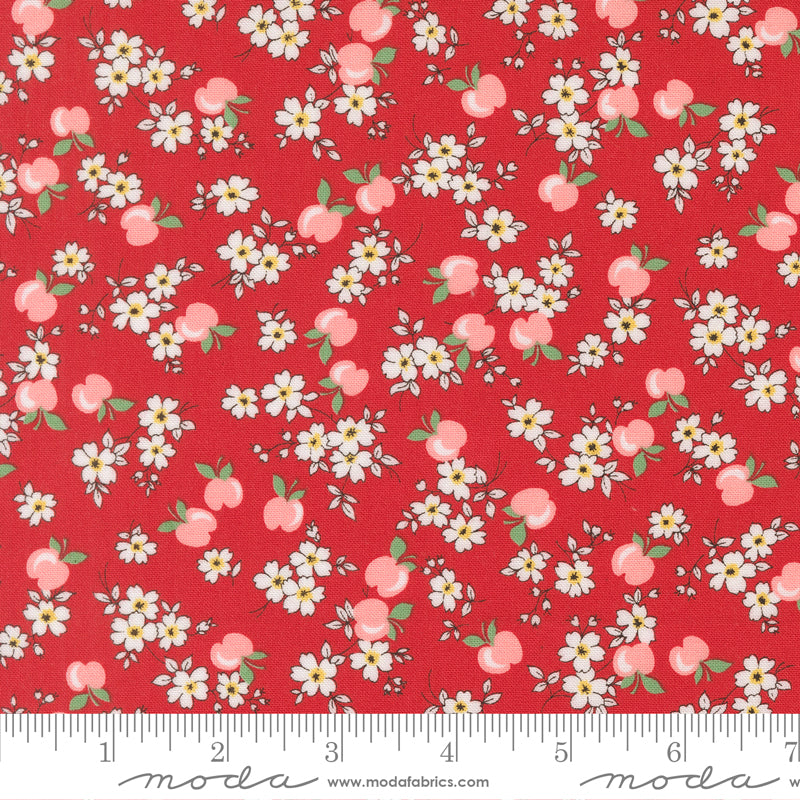 30's Playtime 2025 Quilt Fabric - Apple Blossom in Scarlet Red - 23371 14