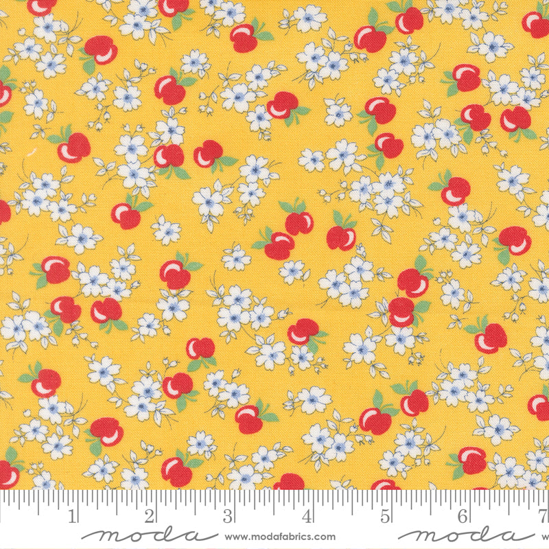 30's Playtime 2025 Quilt Fabric - Apple Blossom in Sunshine Yellow - 23371 15