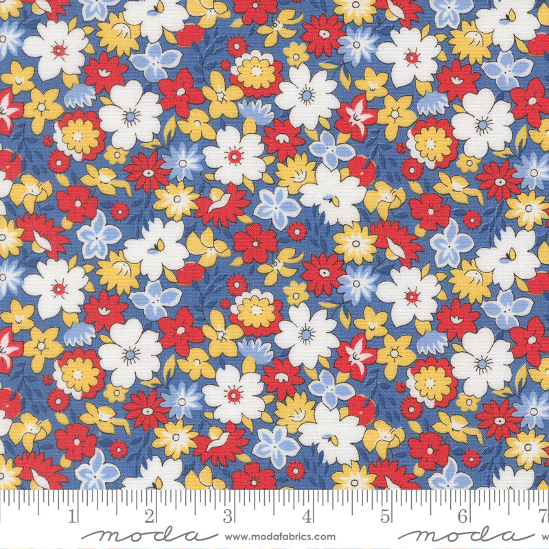 30's Playtime 2025 Quilt Fabric - Bouncy Floral in Bluebell Blue/Multi - 23370 18