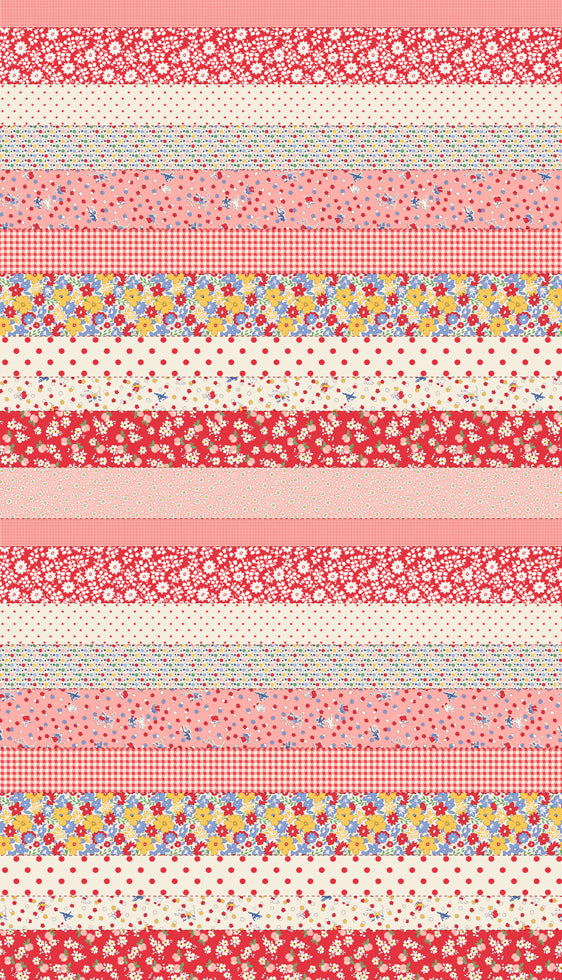 30's Playtime 2025 Quilt Fabric - Cheater Strips in Scarlet Red - 23380 11