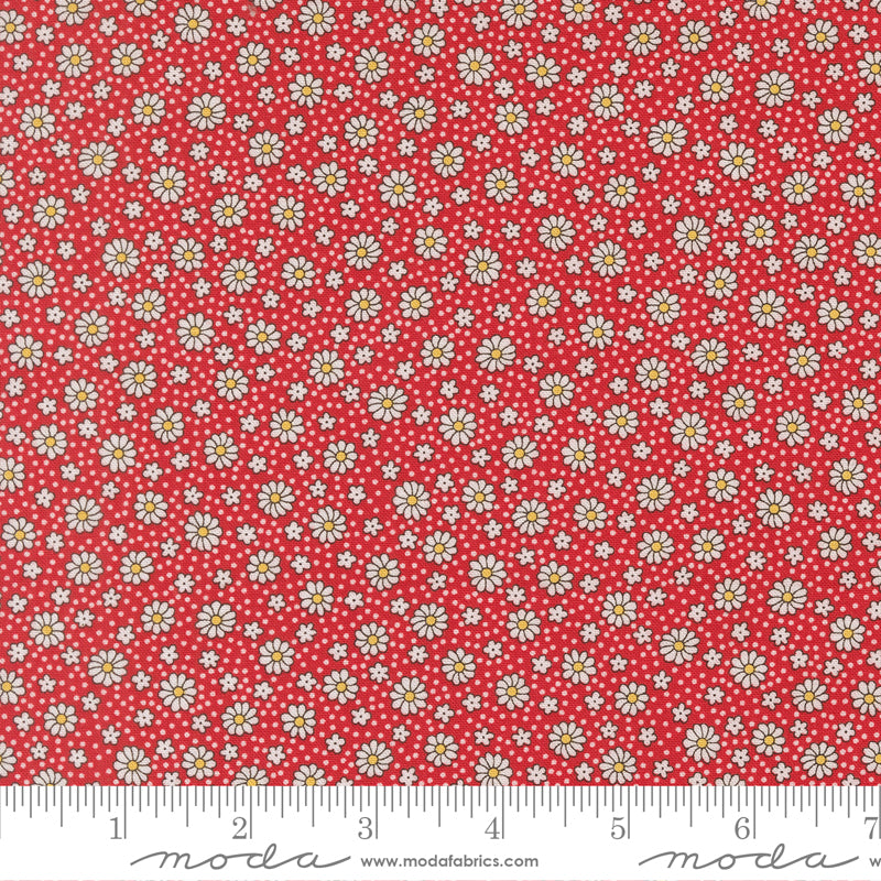 30's Playtime 2025 Quilt Fabric - Dotty Daisy in Scarlet Red - 23379 14