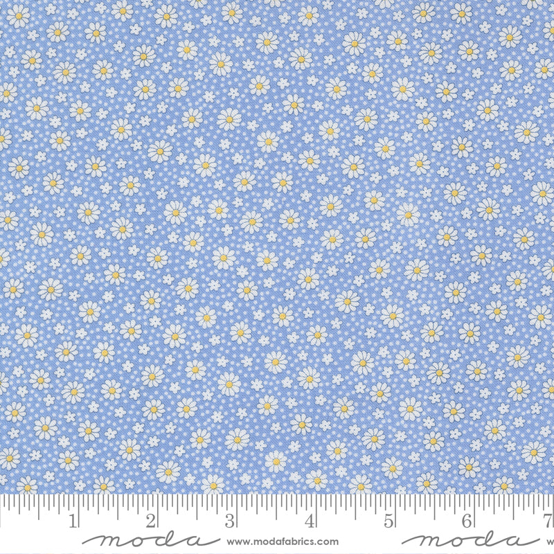 30's Playtime 2025 Quilt Fabric - Dotty Daisy in Sky Blue - 23379 17