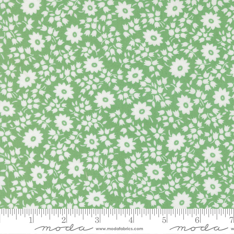30's Playtime 2025 Quilt Fabric - Perky Posies in Aloe Green - 23372 16