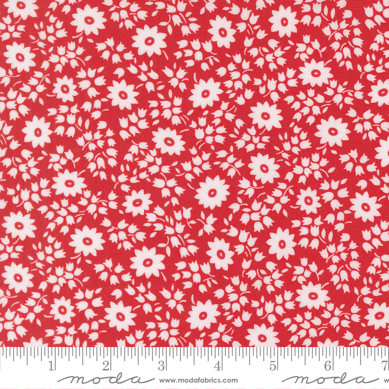 30's Playtime 2025 Quilt Fabric - Perky Posies in Scarlet Red - 23372 14