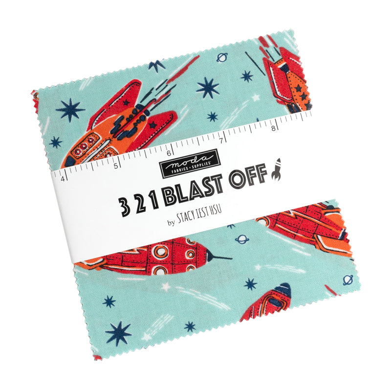3 2 1 Blast Off Quilt Fabric - Charm Pack - set of 42 5" squares - 20950PP