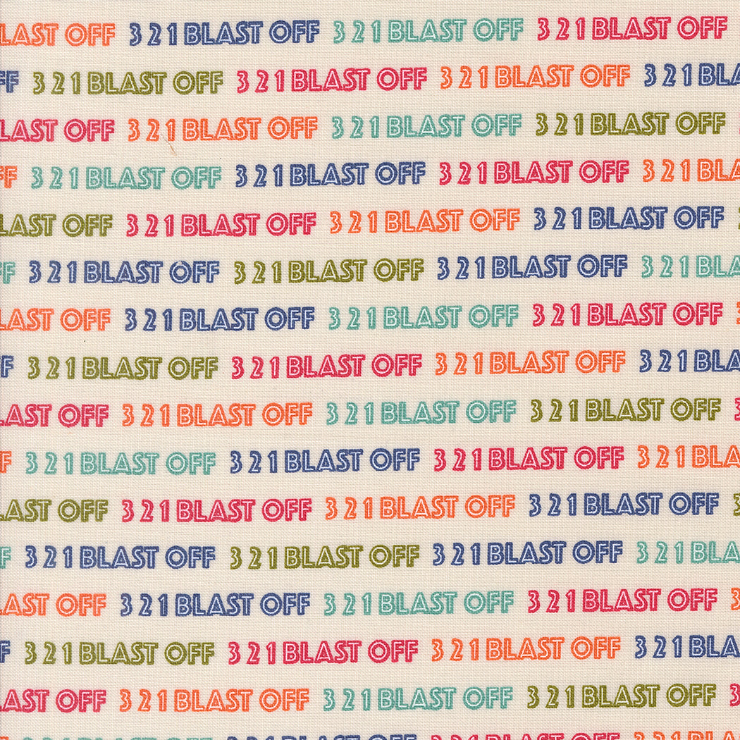 3 2 1 Blast Off Quilt Fabric - Countdown in Spacesuit Cream/Multi - 20952 11
