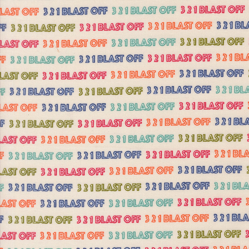 3 2 1 Blast Off Quilt Fabric - Countdown in Spacesuit Cream/Multi - 20952 11