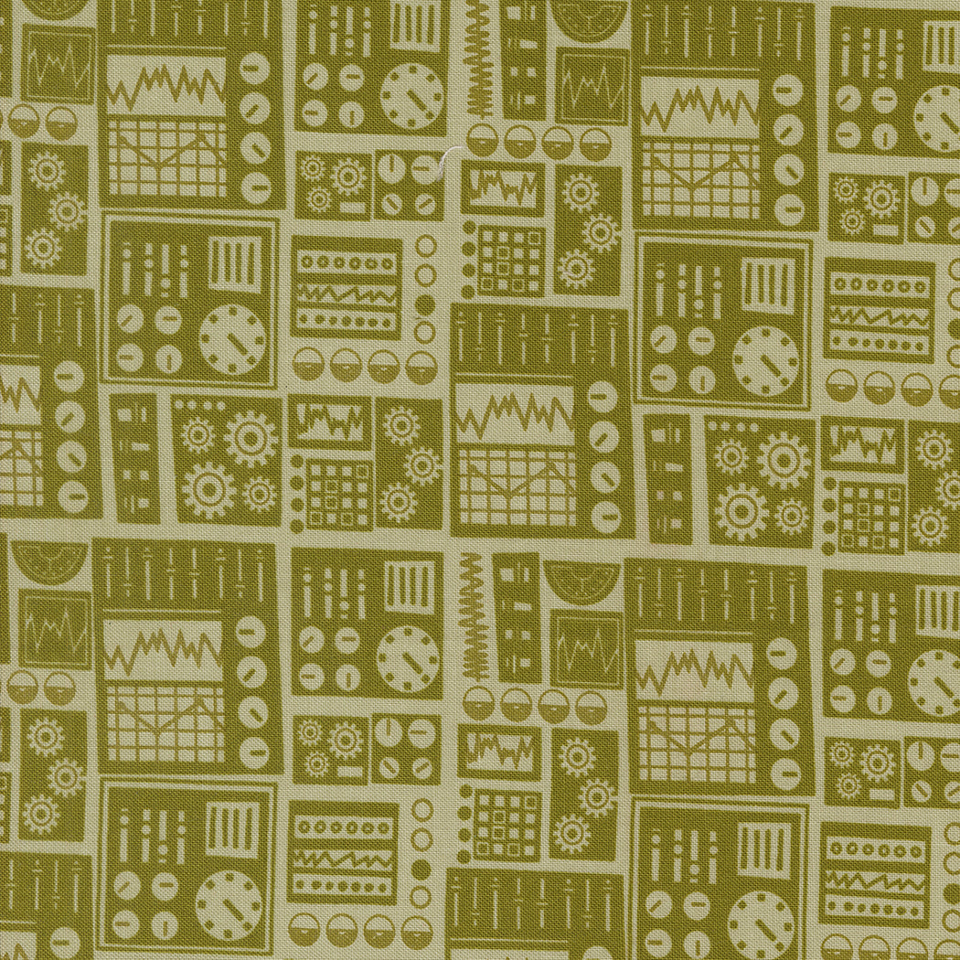 3 2 1 Blast Off Quilt Fabric - Dashboard in Earth Green - 20953 19