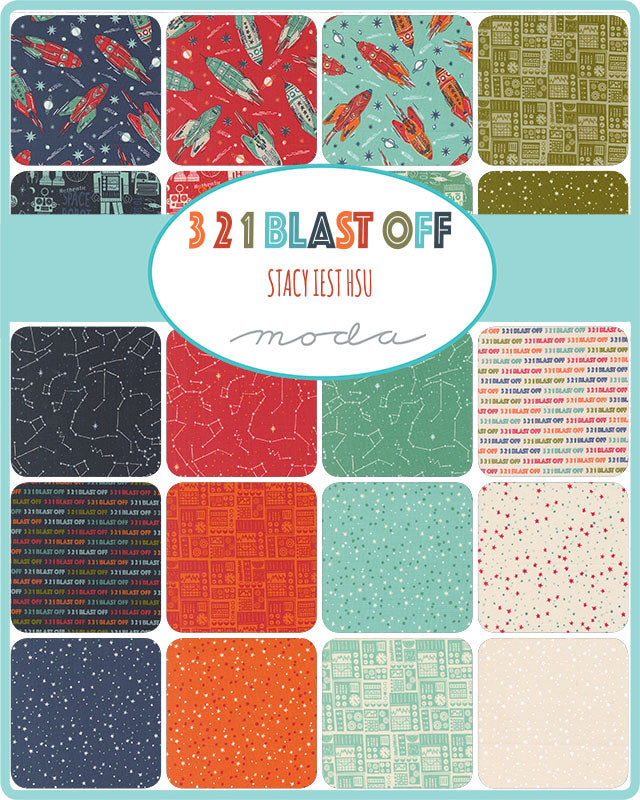 3 2 1 Blast Off Quilt Fabric - Charm Pack - set of 42 5" squares - 20950PP