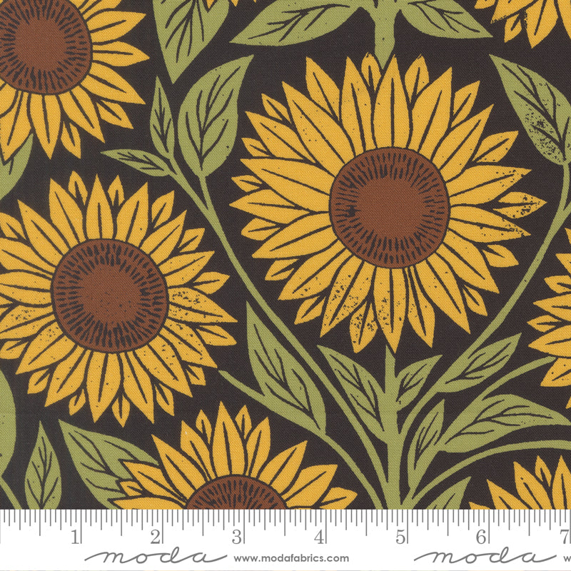 Garden Series Quilt Fabric - Yellow Sunflowers on Black - 3320 17