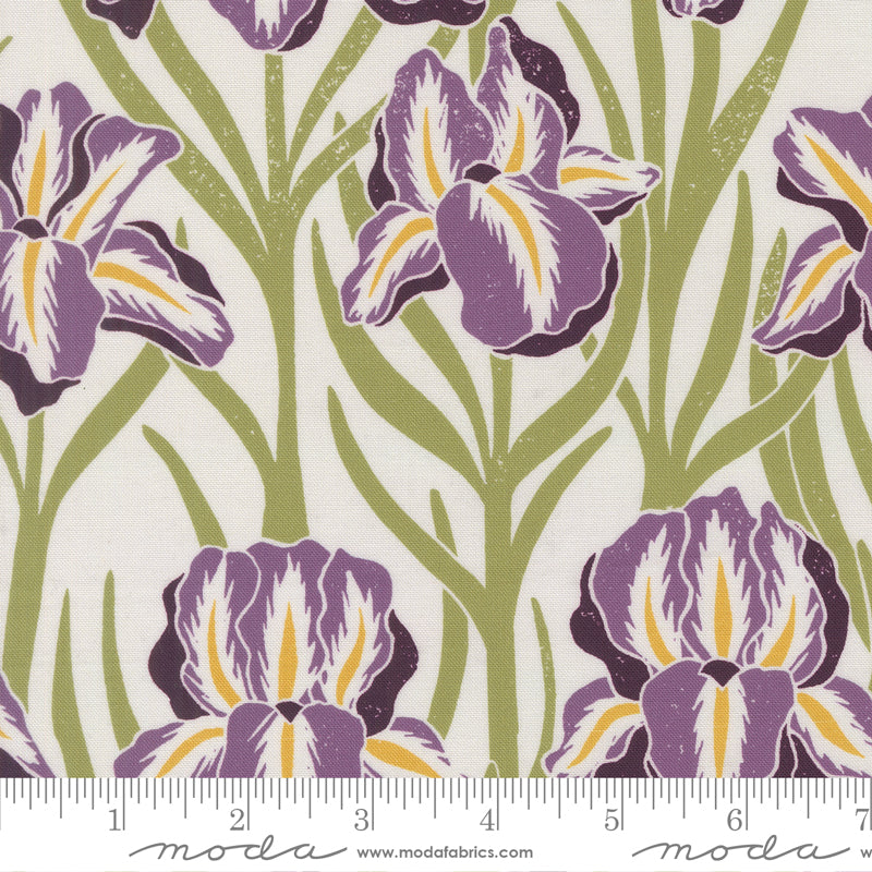 Garden Series Quilt Fabric - Purple Irises on Natural - 3321 11
