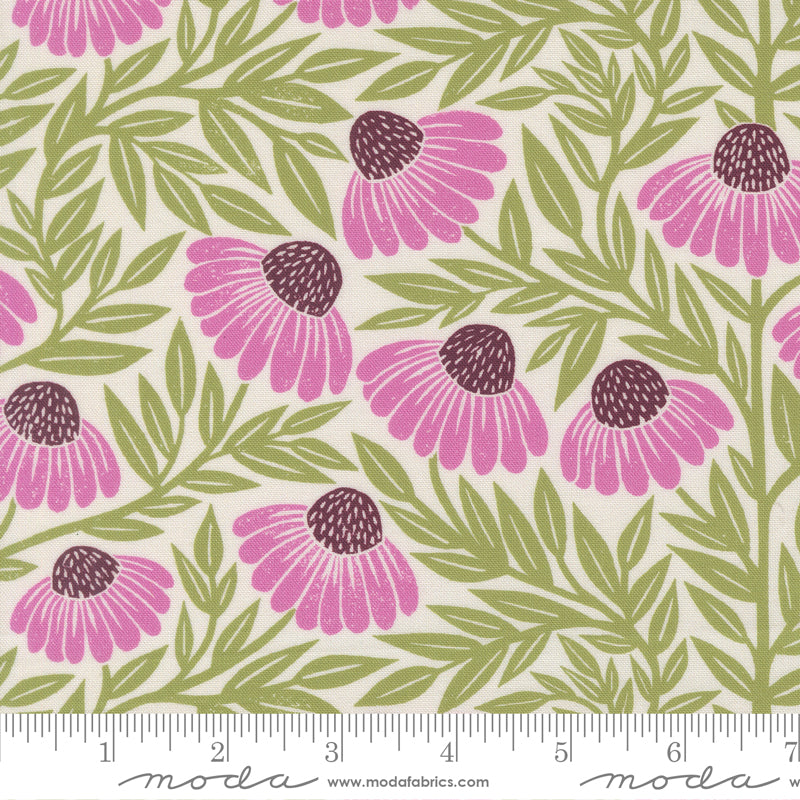 Garden Series Quilt Fabric - Pink Coneflowers on Natural - 3322 11