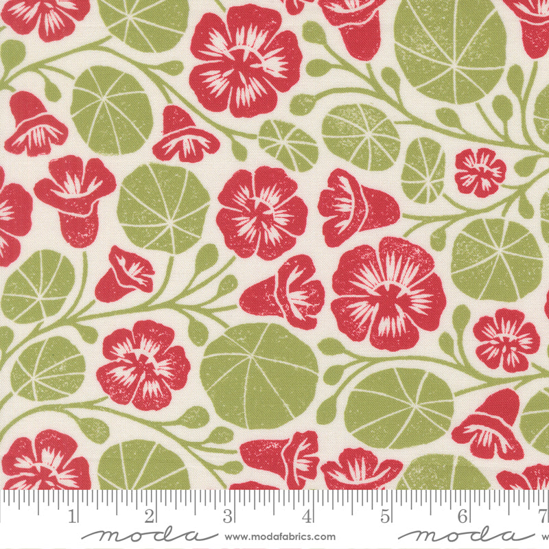 Garden Series Quilt Fabric - Pink Nasturtiums on Natural - 3323 11