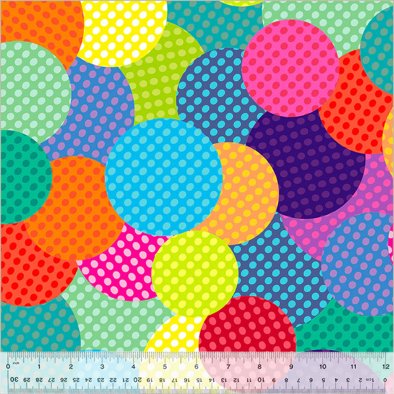 108"  Polka Pals Rainbow Fun Quilt Backing Fabric - Multi - 54247DW-1DES